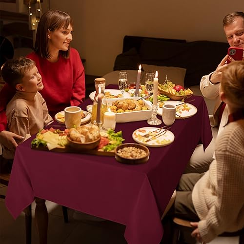 Miniatura 4 de sancua Paquete de 6 manteles rectangulares de poliéster de 60 x 102 pulgadas, resistentes a las manchas y a las arrugas, lavables, para mesa de