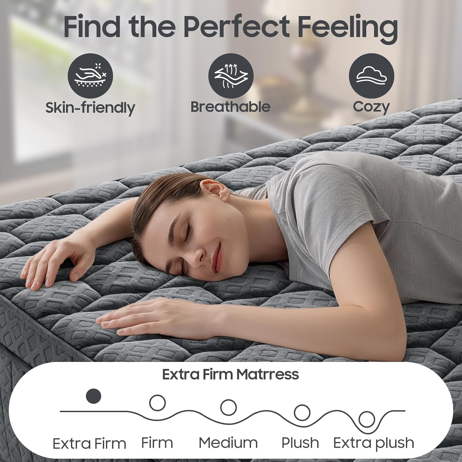 Extra Firm King Size Mattress, 14 inch Hybrid Mattress with Extra Back and Lumbar Hip Support, Fiberglass Free, 365 Nights Trial & 10 Years Warranty