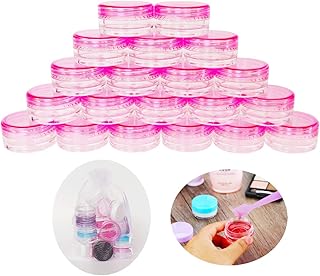 برطمان فارغ من البلاستيك خالي من مادة البيسفينول ا 3 جرام سعة 3 مل لتعبئة عينات مستحضرات التجميل من 20 قطعة من جريتفوريو، برطمانات مستديرة صغيرة باغطية ملولبة للمكياج وظلال العيون والبودرة والمجوهرات