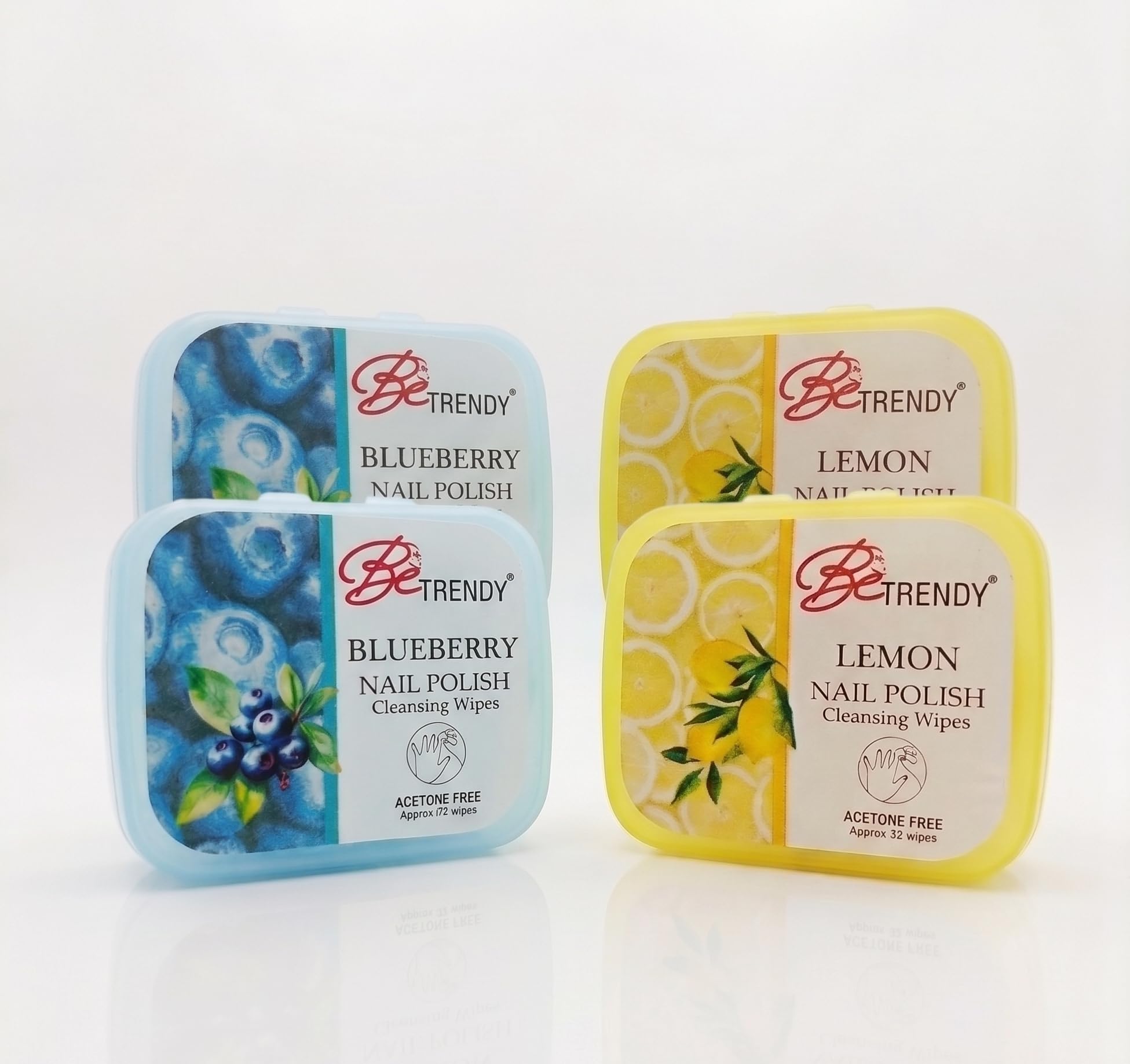 be trendy Nail Polish Remover Wipes Green Apple and Rose Combo Pack of 4, Acetone-Free & Moisturizing for Women - 32 Count Each Soft Nail Wipes-image-27