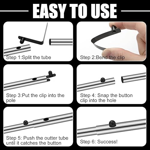 Miniatura 10 de 8 clips para poste de tienda de campaña, botón de resorte, clips de resorte de acero inoxidable para kayak, pasador de tubo de bloqueo para camping,