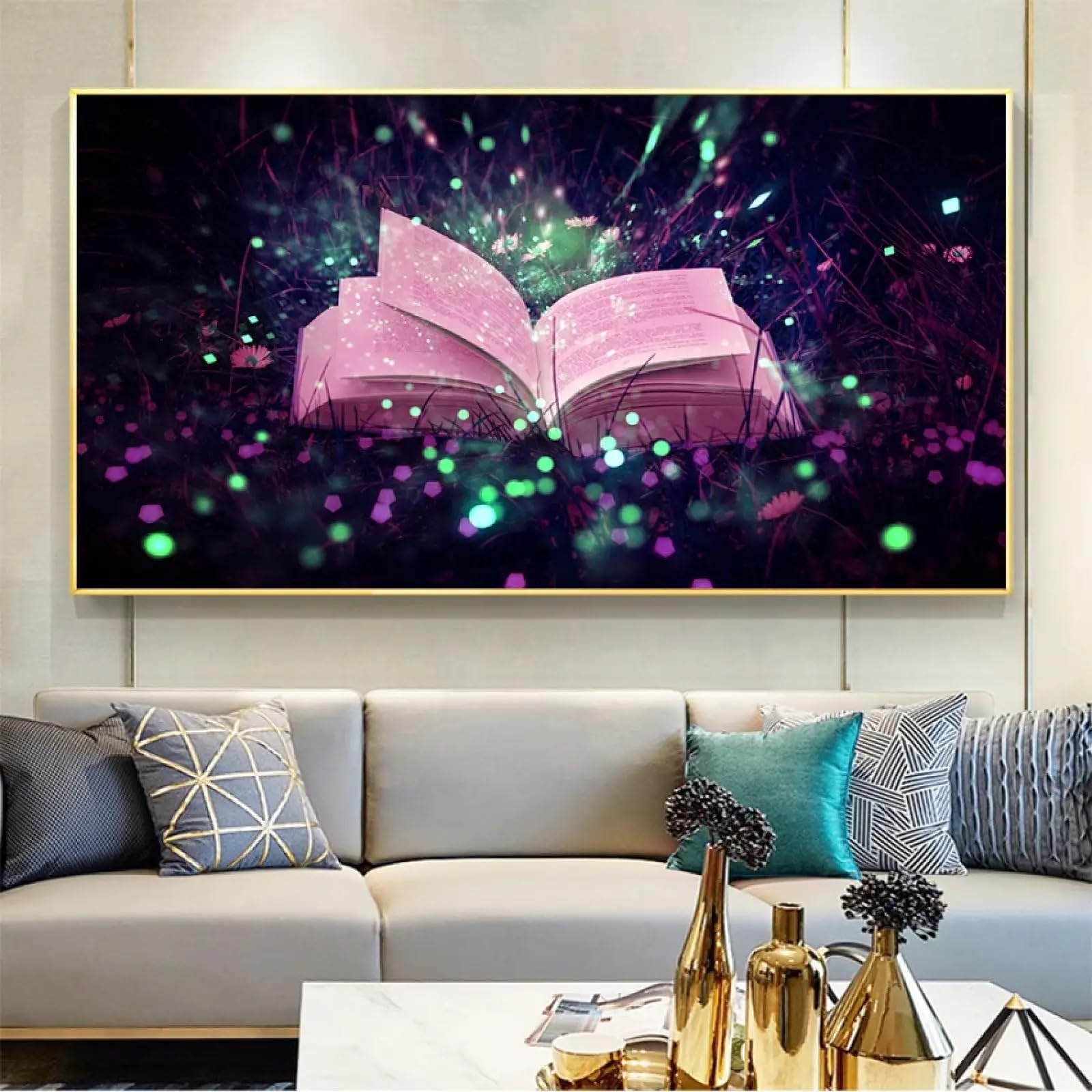 Toile murale moderne avec livre de rêves, grand format déco 70x140cm - 8