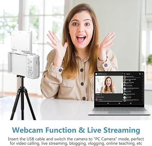 Vista 4 de Cámara Digital 4K para Fotografía, Cámara de Vlogging de 64MP para YouTube con Pantalla Abatible de 3" 180°, Cámara Point and Shoot con Zoom Digital