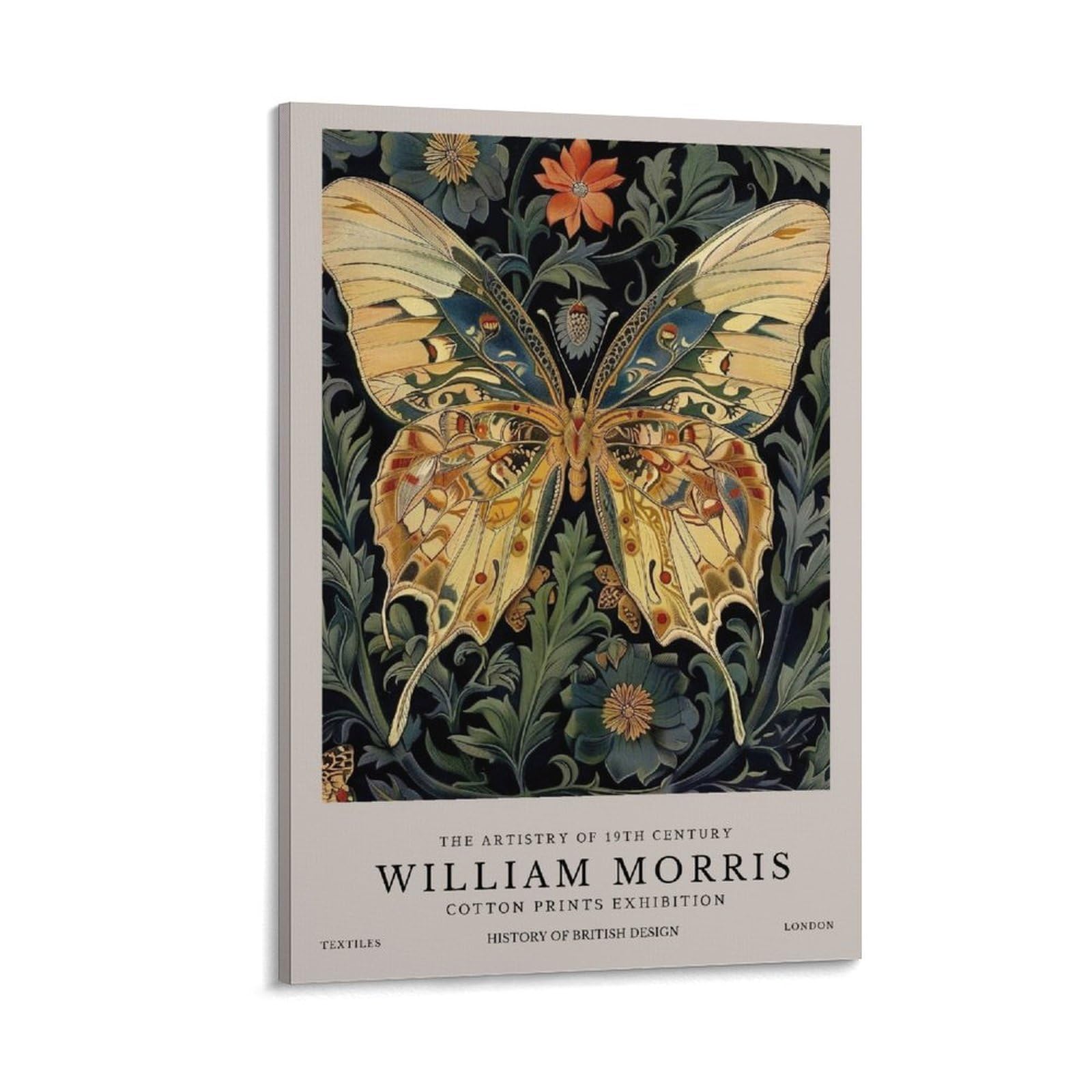 William Morris Orange Butterfly Flower Plant Poster For Wall Decor Canvas Wall Art For Living Room Decor 16x24inch(40x60cm)