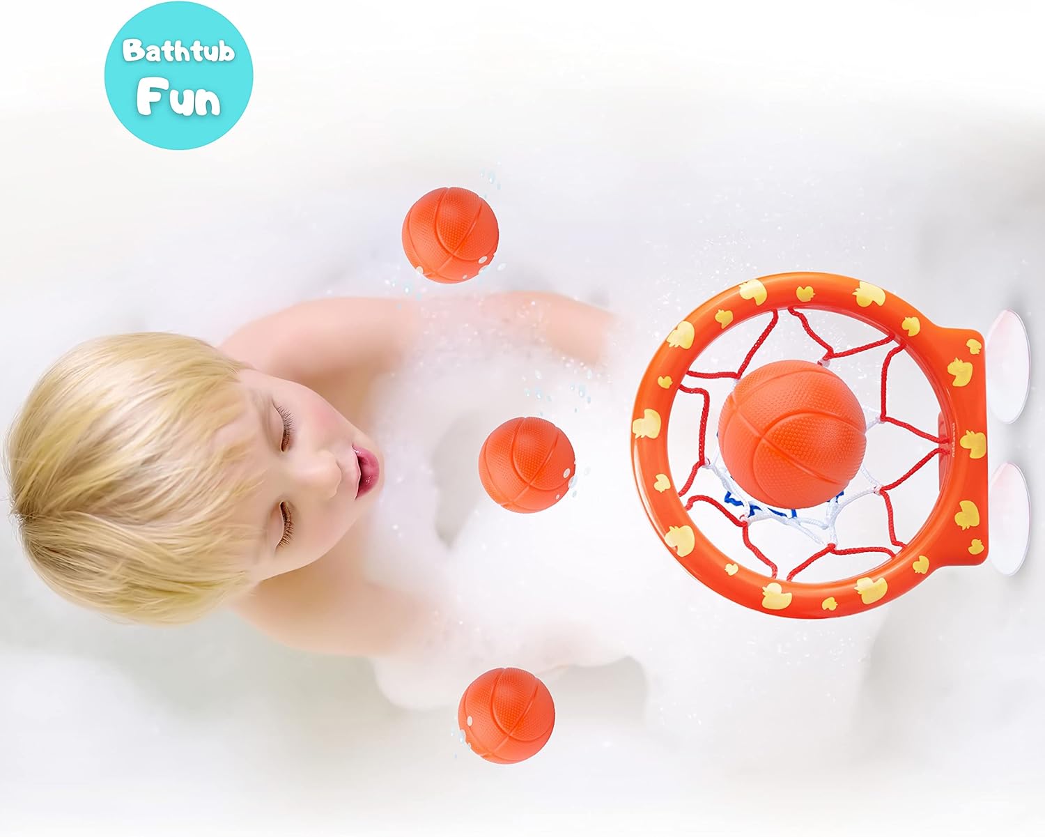 MARPPY Bath Toys, Bathtub Basketball Hoop for Toddlers Kids, Boys and Girls with 4 Soft Balls Set & Strong Suction Cup, Bathtub Shooting Game & Fun Toddlers Bath Toys for Boys or Girls : Toys & Games