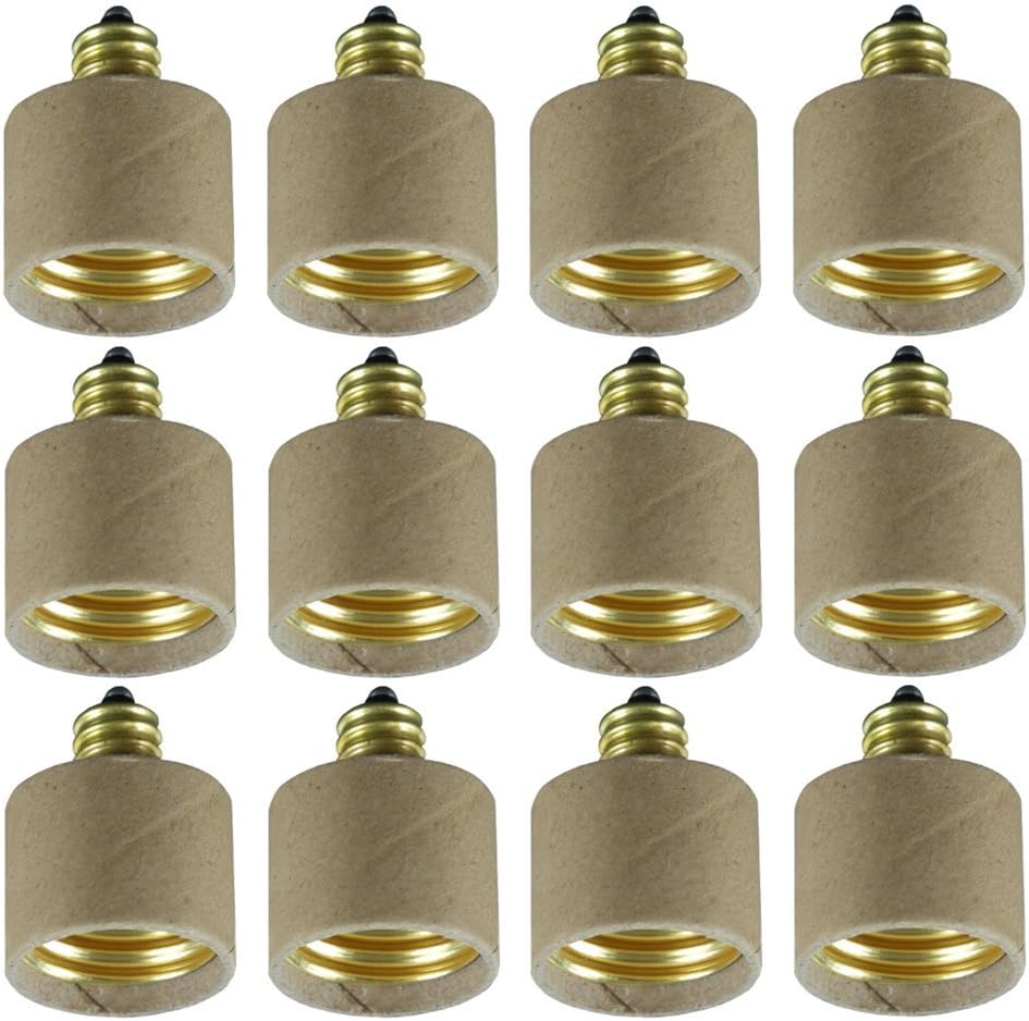 Candelabra (E12) to Medium Screw-In (E26 / E27) Enlarger Socket - 125 Watt Max. - Metal Shell - 6 Pack