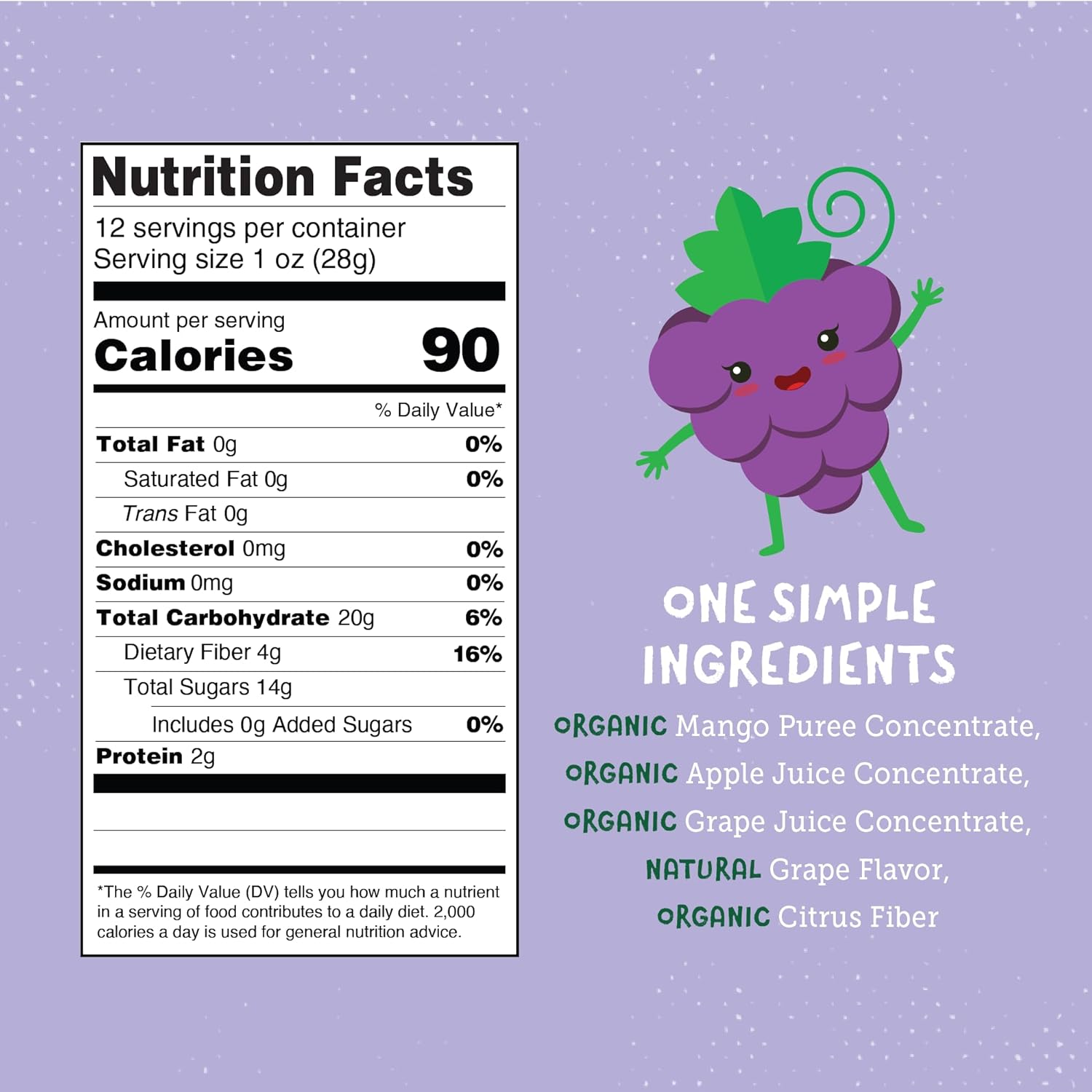 YOU LOVE FRUIT - GRAPE All Natural Fruit Snacks, Healthy Snack Pack, Real Fruit! Gluten Free, Non GMO, Vegan, Fiber packed, Low Fat, Kosher, Variety Pack, Great For Adding To Gift Box, 1.0 oz (Pack of 12)