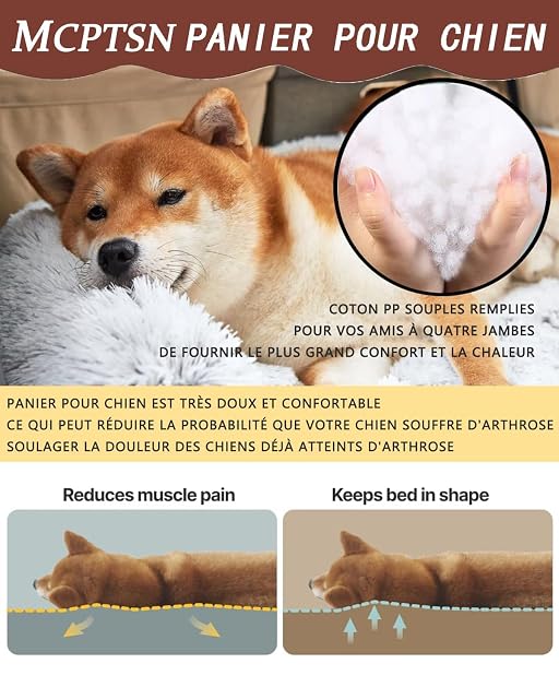 Foto 5 de 8 de MCPTSN - Cesta redonda para perro, desenfundable, cojín para perro, extraíble y lavable, antideslizante, cama…