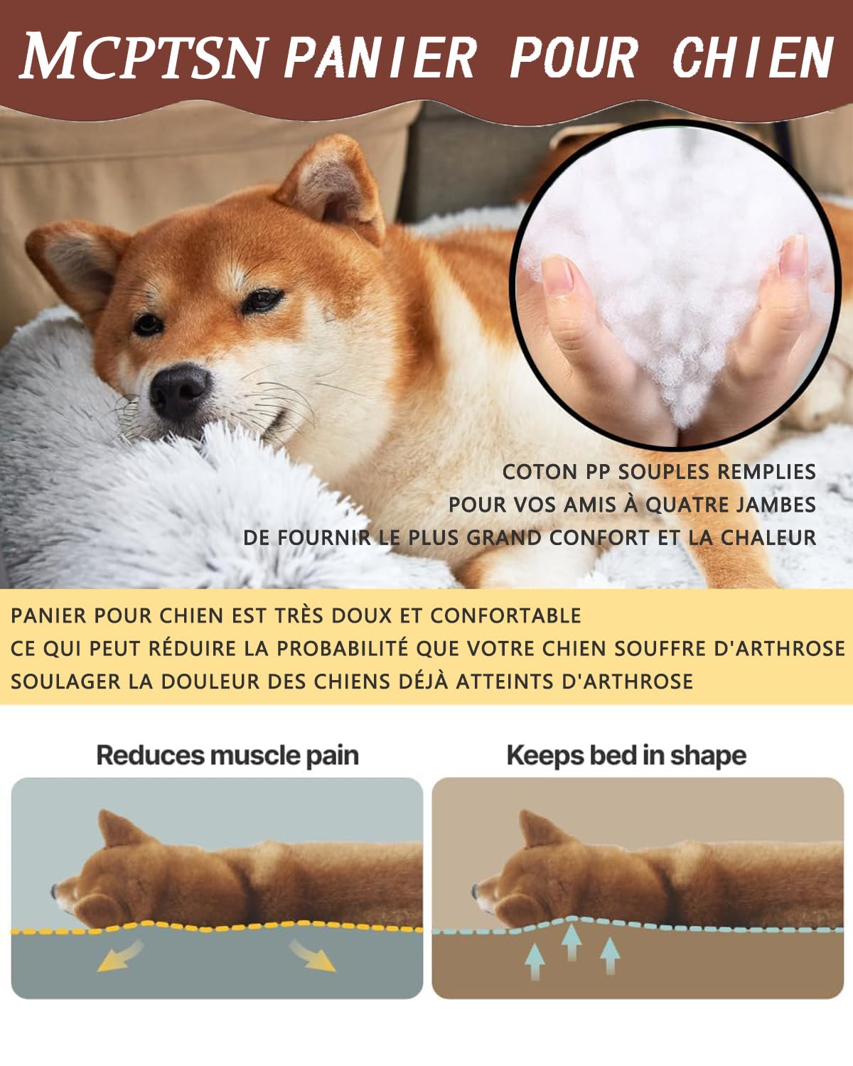 Cesta redonda para perro desenfundable, cojín para perros y gatos, lavable, cama para perros, talla grande, ortopédica, esponjosa y cómoda (5XL, 120 cm, gris oscuro)