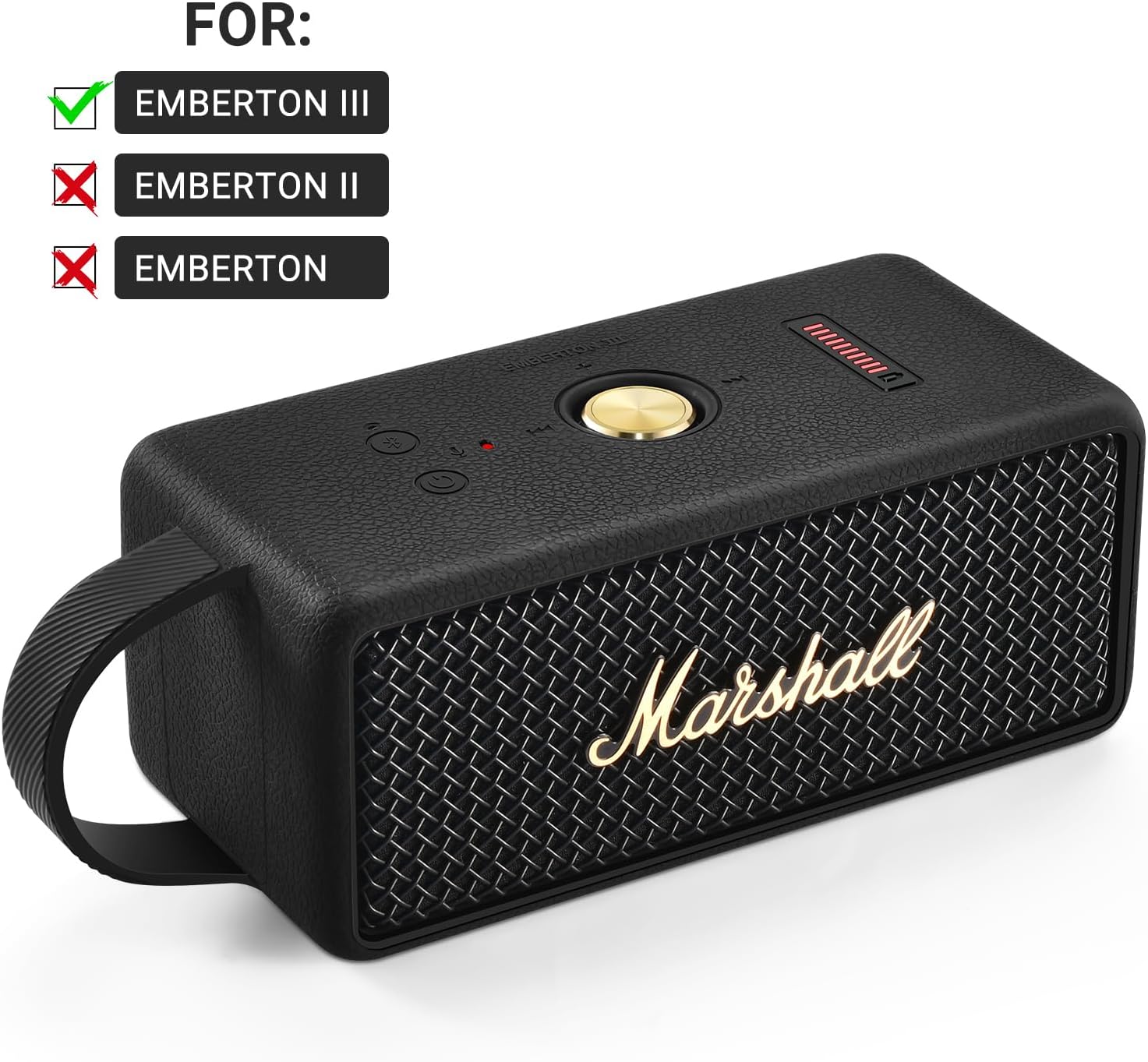 Silicone Case for Marshall EMBERTON III Portable Bluetooth Speaker,Soft Silicone Protective Case Compatible with Marshall EMBERTON III Portable Bluetooth Speaker (Black)