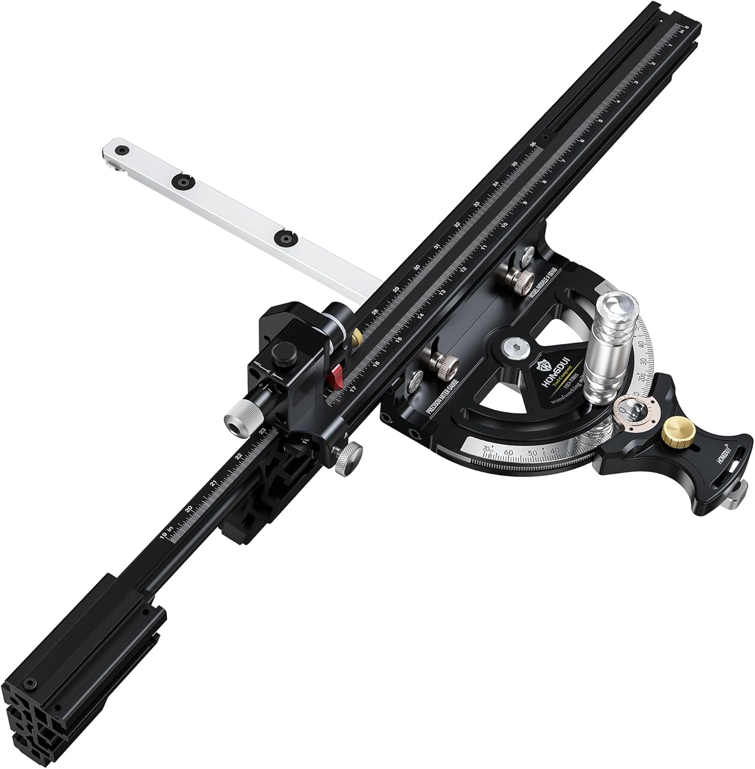 HONGDUI MG21 Miter Gauge for Table Saws with 36inch Extended Table Saw Miter Gauge Fence, Mitre Gauges Fit 3/8 x 3/4" T/U Slot for Table Saw Router Table