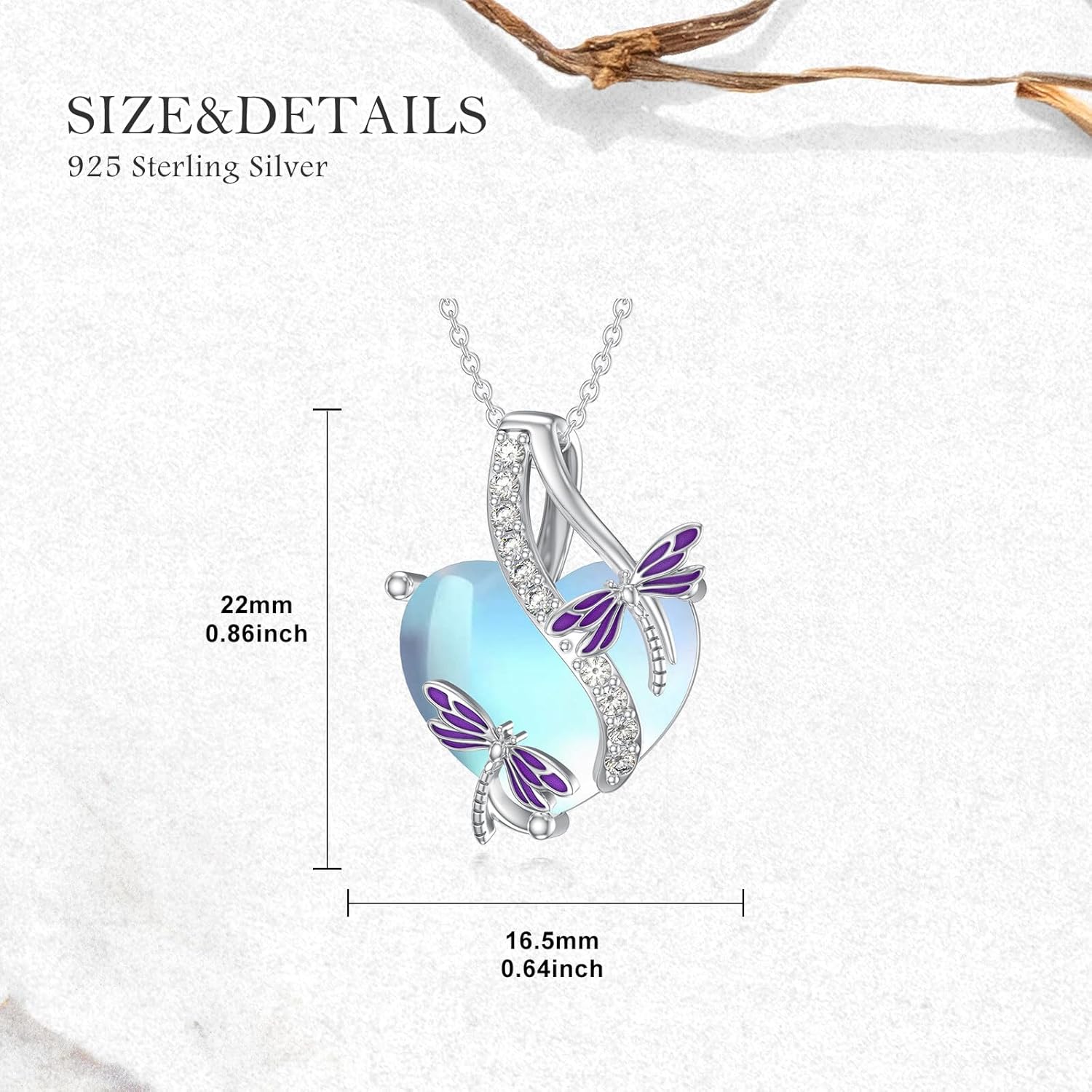 Dragonfly Necklace for Women 925 Sterling Silver Moonstone Dragonfly Pendant Necklaces Moonstone Jewelry Gifts for Her - Image 4