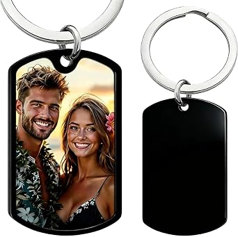 Custom Metal Photo Keychain Personalized Text, UV Color Printing, Unique Memorial Gift for Mom, Dad, Him, Her, Family