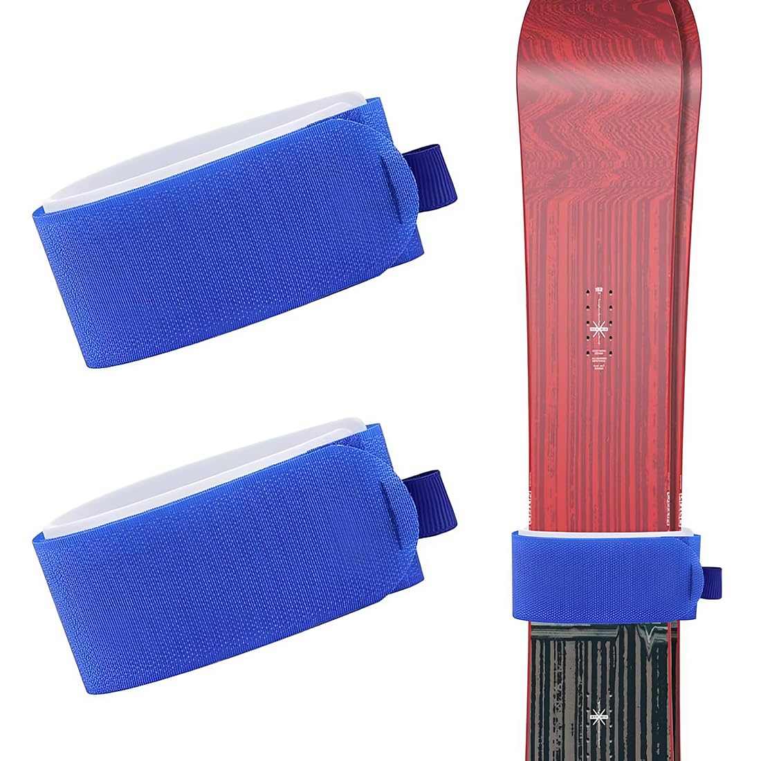 XPEX 2 Pezzi Cinghie di fissaggio Bastoncini sci Cinghie da Sci Fascette Sci Cinghia Porta Sci Regolabile Cinghia da Sci in Nylon, Ski Straps con Cuscinetti Protettivi Eva Cinghia di Fissaggio