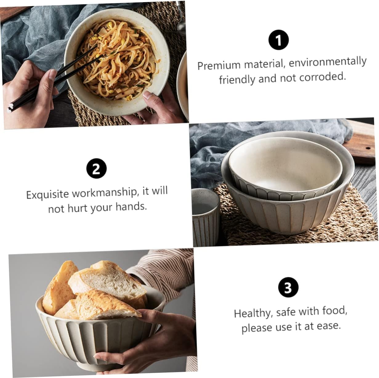 ABOOFAN 1pc Japanese Style Soup Bowl Noodle Bowl for Home Kitchen for Salad Fruits and Vegetables Polished Design Tableware Decor