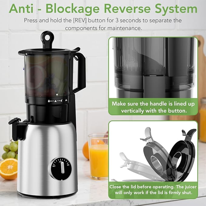 Extractor de Jugos Prensado en Frío Boca Ancha 5.4 Pulgadas miniatura 4