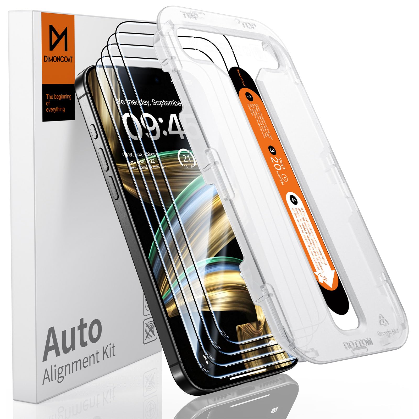 DIMONCOAT 4-PACK TOP 9H+ Glass for iPhone 11/XR Privacy Screen Protector [Auto Alignment Kit] [10X Military Protection] UNBREAK Tempered Glass Film for iPhone 11/XR 6.1 inch [Case Friendly]