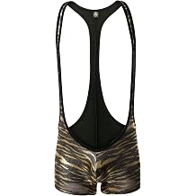 Mens Slim Fit One-Piece Bodysuit Leopard Prints Suspender Boxer Shorts Leotard