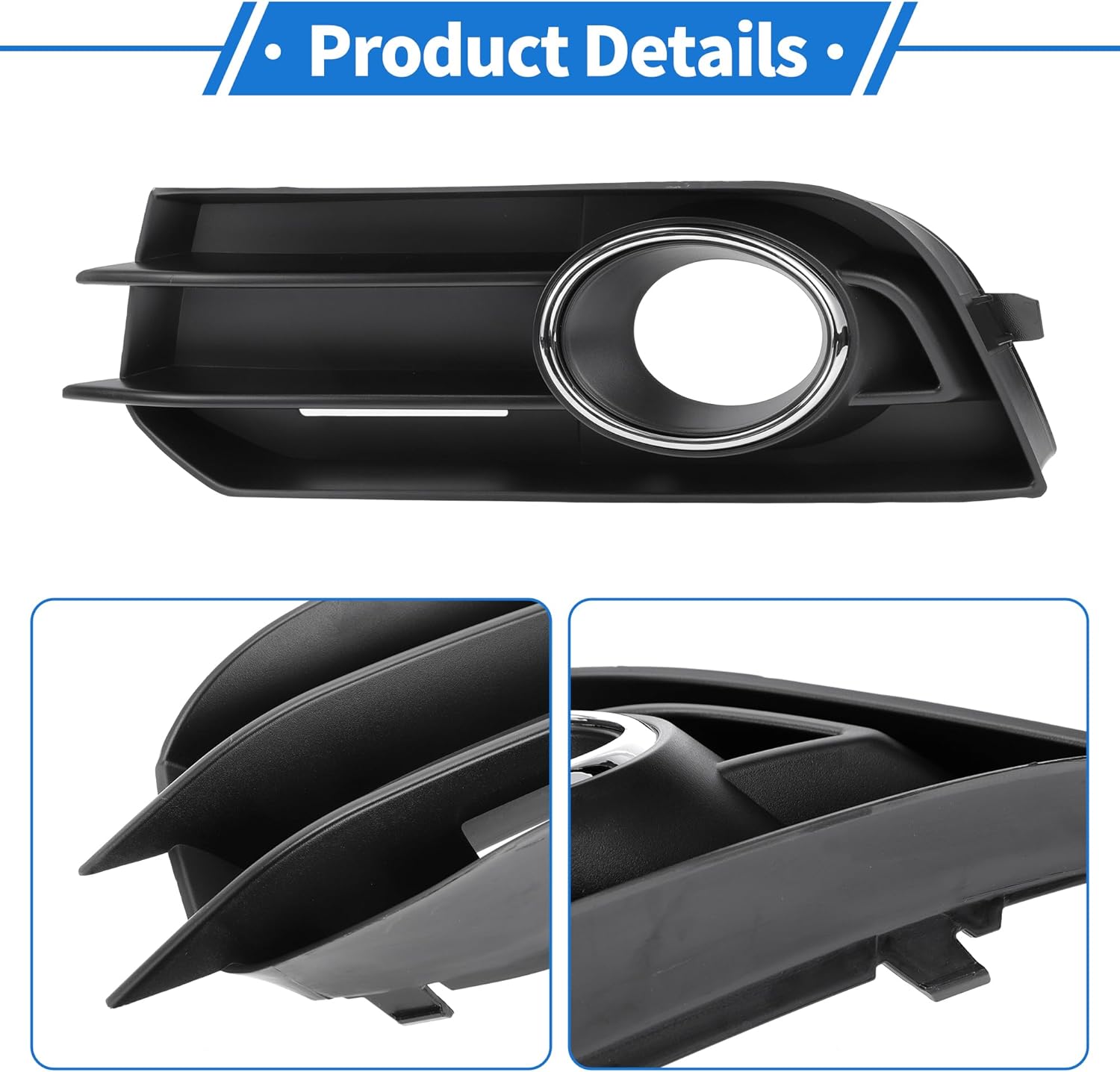 1pc Fog Light Grill for A1 2010-2015 Durable ABS Black Silver Tone Front Left Front Lower Bumper Fog Light Cover Inserts