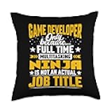 Game Developer Job Title - Funny Video Game Programmer Throw Pillow
