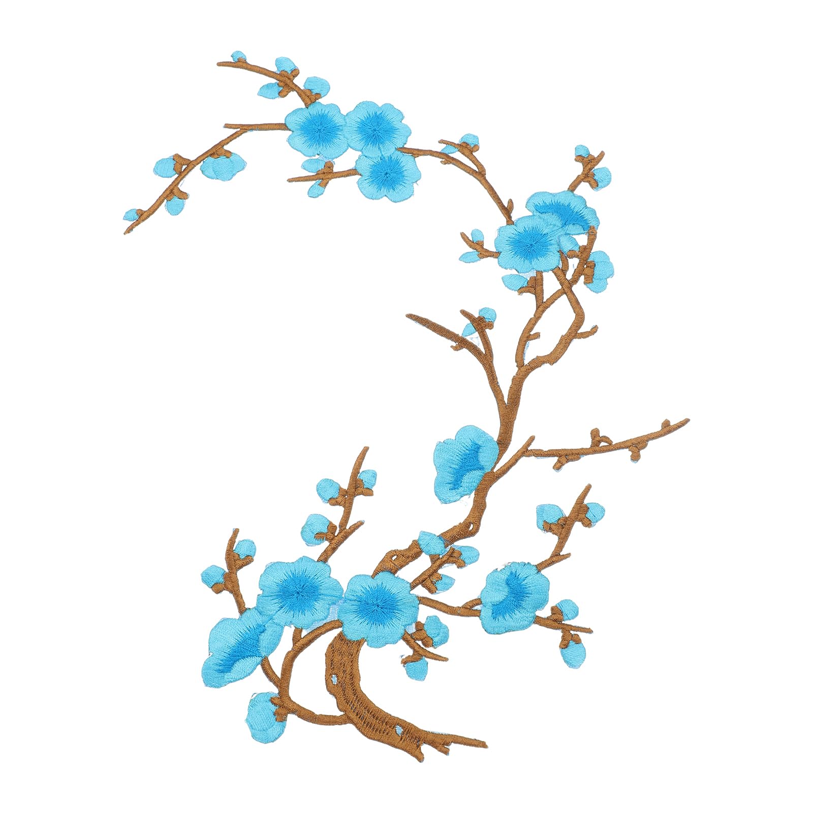 sourcing map Plum Blossom Iron-on Patches, Flower Embroidery Appliques Sew on Patch Decoration Applique for Holes Jeans Dress Backpack Hats DIY Clothes, Lake Blue