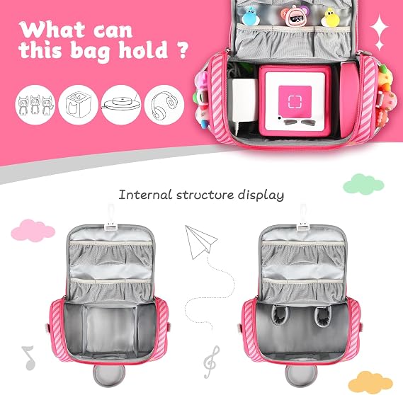 Carrying Case for Toniebox Starter Set, Storage Carrier Bag for Toniebox 2 Audio Player Carrying Box for Toniebox Accessories Travel Carrying Bag (Pink Rainbow)
