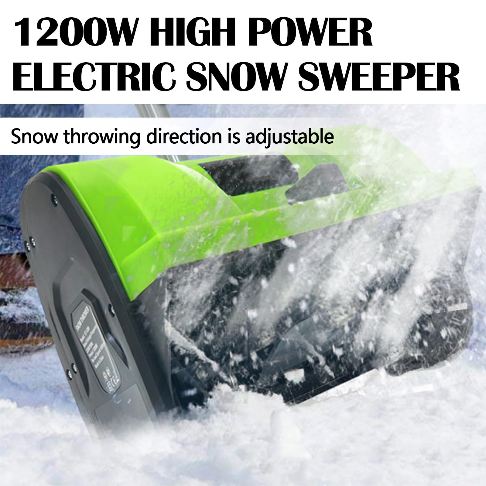 Sopladores Nieve, 1200W Barredora Nieve Soplador Eléctrico Barredora 220V Exteriores Dirección Lanzamiento Nieve Ajustable Mango 180 ° 3500 Rpm Distancia Máxima Lanzamiento 8M 32cm Ancho Barrido Nieve