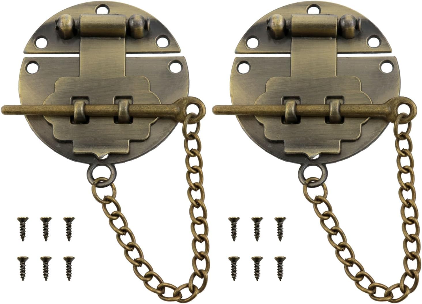 2 pcs Bronze-Colored Buckle Locks Retro-Style Decorative Padlocks with Screws Suitable for Wooden crates toolboxes Small Jewelry Boxes, etc