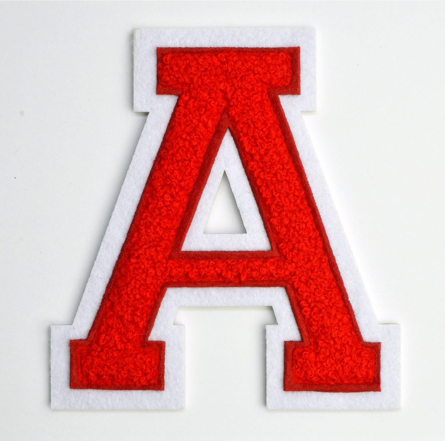 Varsity Letter Patches - Red Embroidered Chenille Letterman Patch - 4 1/2 inch Iron-On Letter Initials (Red, Letter A Patch)