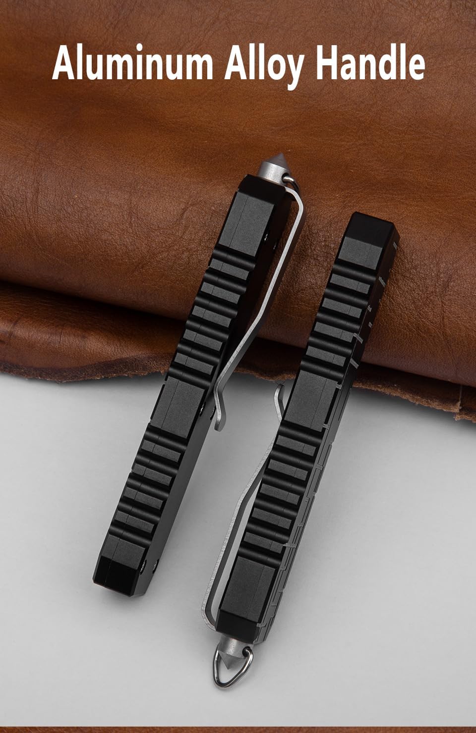 Aluminium Alloy Pocket Knife with Clip, Folding EDC Utility Knife, Push Button Box Cutter with 10pcs Carbon Steel Blades