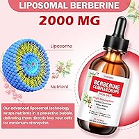 Vista 4 de Suplemento liposomal de berberina HCL gotas líquidas 1500mg, berberina con canela de Ceilán, melón amargo, cúrcuma, glucomanano, moringa, fitosoma