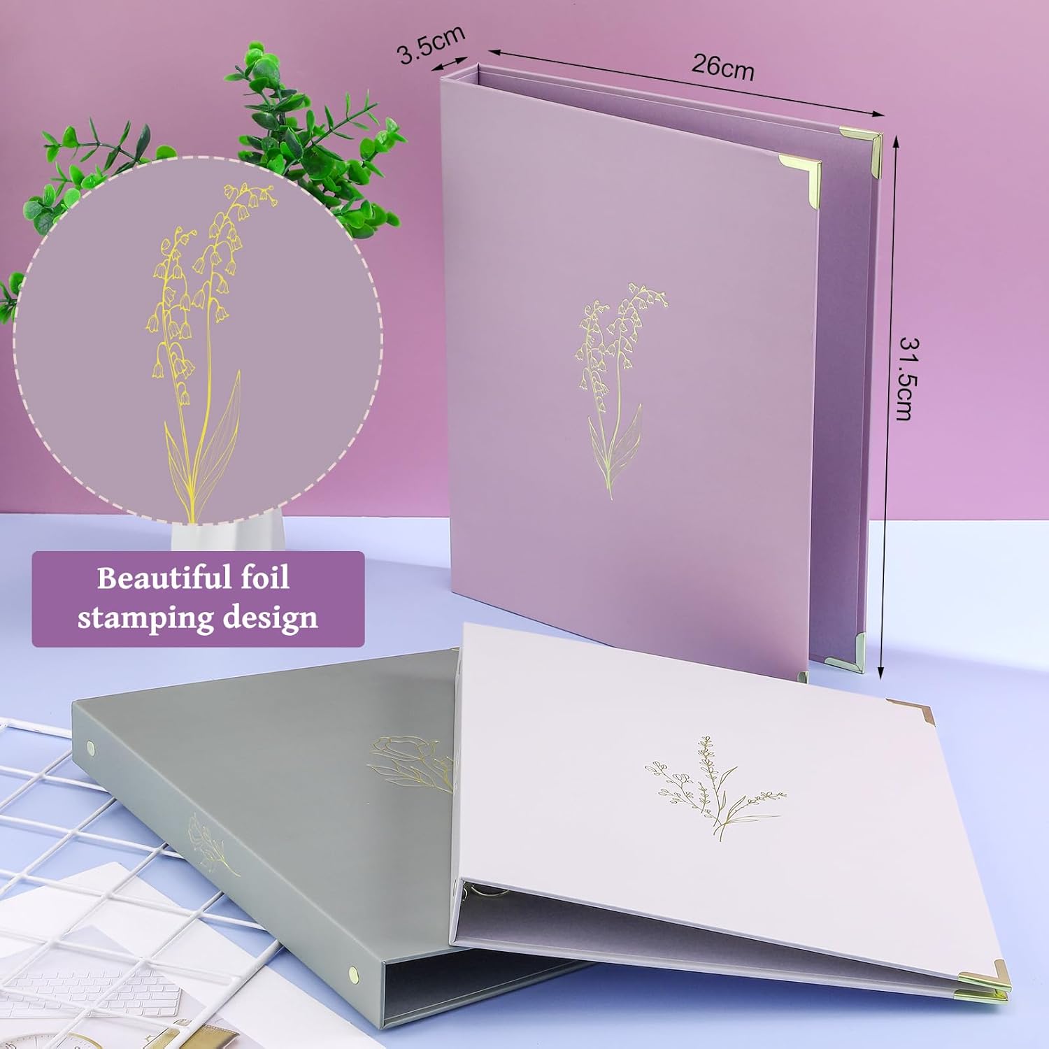 Gueevin 3 Pcs Aesthetic 3 Ring Binder for Women Sturdy 1 Inch Ring Binder Fits Letter Sized Paper with Pocket Organize for Work School Office (Serene Pastel) - Image 2