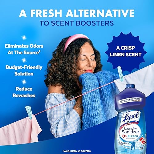 Vista 21 de Lysol Líquido desinfectante para la ropa, aditivo detergente para ropa y ropa de cama, elimina las bacterias que causan el olor, lino vigorizante