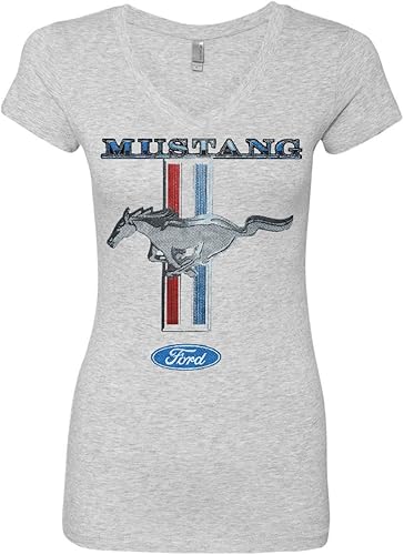 Miniatura 3 de Ford Mustang Classic - Camiseta con cuello en V para mujer GT Cobra Boss 302 Mach 1