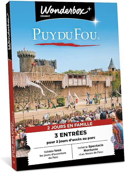 Wonderbox Connect - Coffret Cadeau - PUY du Fou - 3 entrées pour 2 Jours en Famille - Parc à thème - Validité 27 Mois - 1