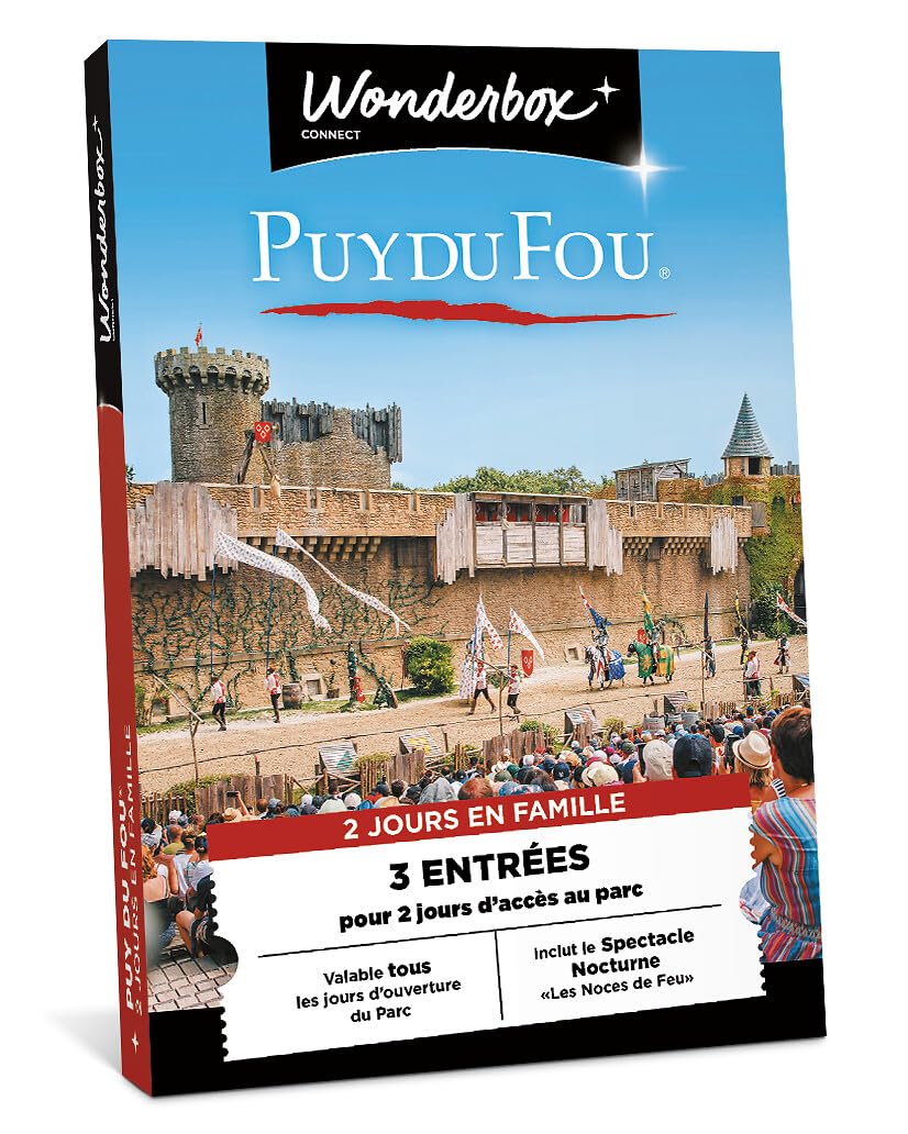 Wonderbox Connect - Coffret Cadeau - PUY du Fou - 3 entrées pour 2 Jours en Famille - Parc à thème - Validité 27 Mois