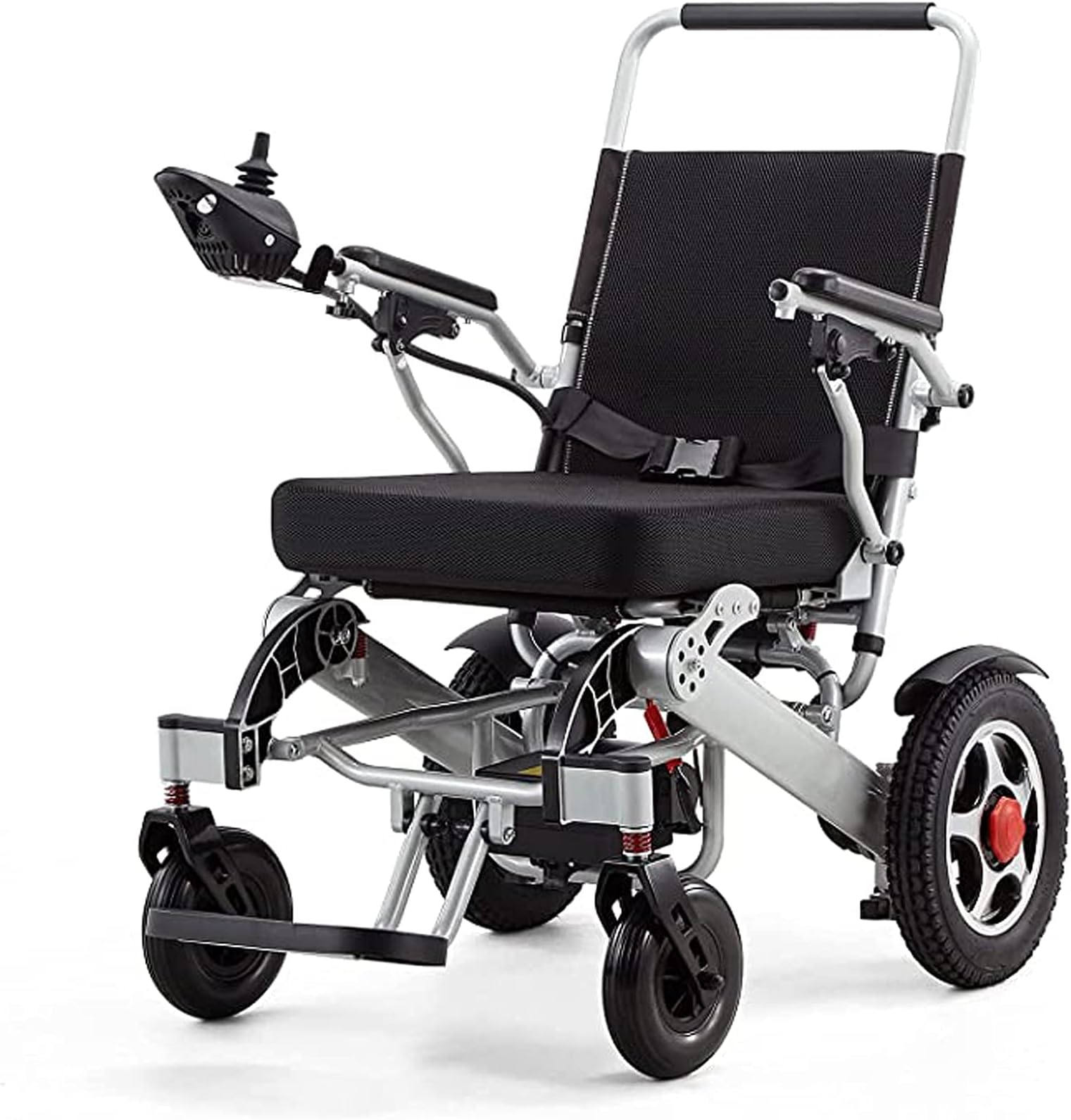 Dual Motors Foldable Electric Wheelchair with Large Basket, Aluminum Alloy Dual Mode Power Wheelchair, Portable Lightweight Mobility Aid Scooter Load-Bearing