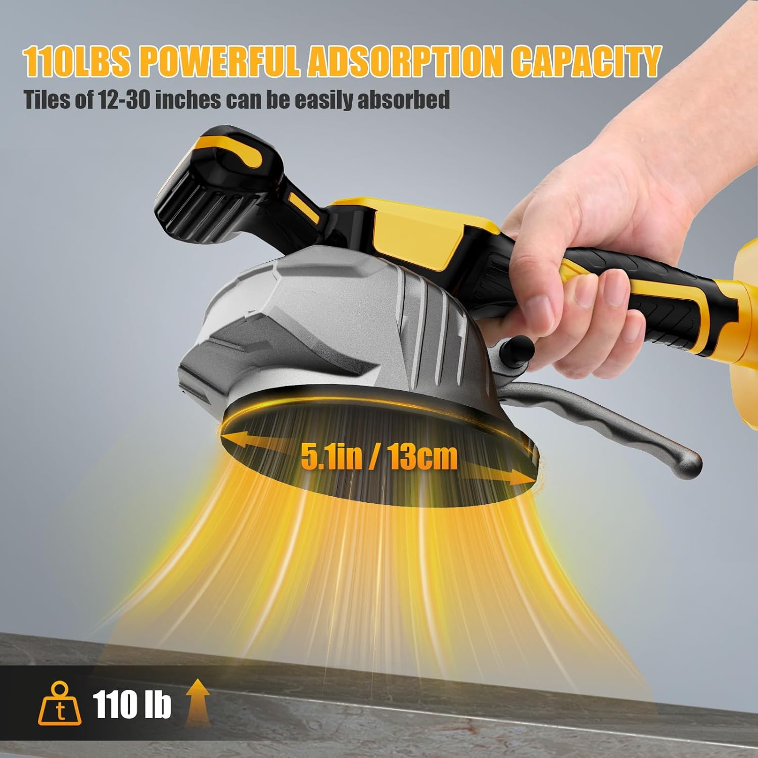 Tile Vibration Tool for Dewalt 20V Max Battery, Portable Cordless Tile Vibration Leveling Machine with 8 Level, Digital Display, Suction Cup for Tile, Floor, Thick Glass(Battery not included)