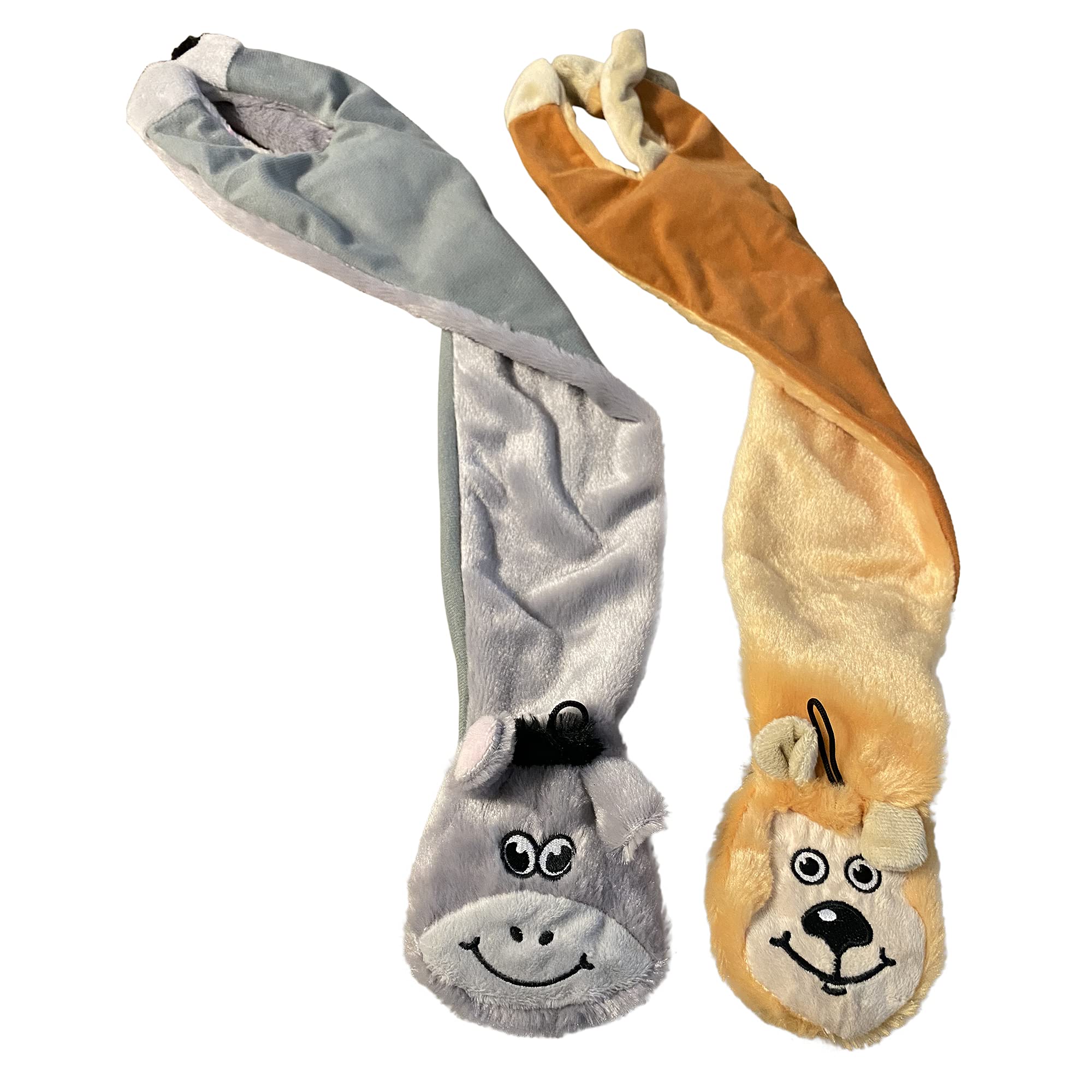 PawFam Plush Stuffing Free Skinnez Dog Toys with Squeaker - Pack of 2