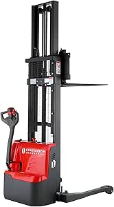 LINCONSON Full Electric Adjustable Straddle Stacker 3300lb (1500Kg) Capacity &amp; 11.5 Feet (138 Inches/3500mm) Max Lift