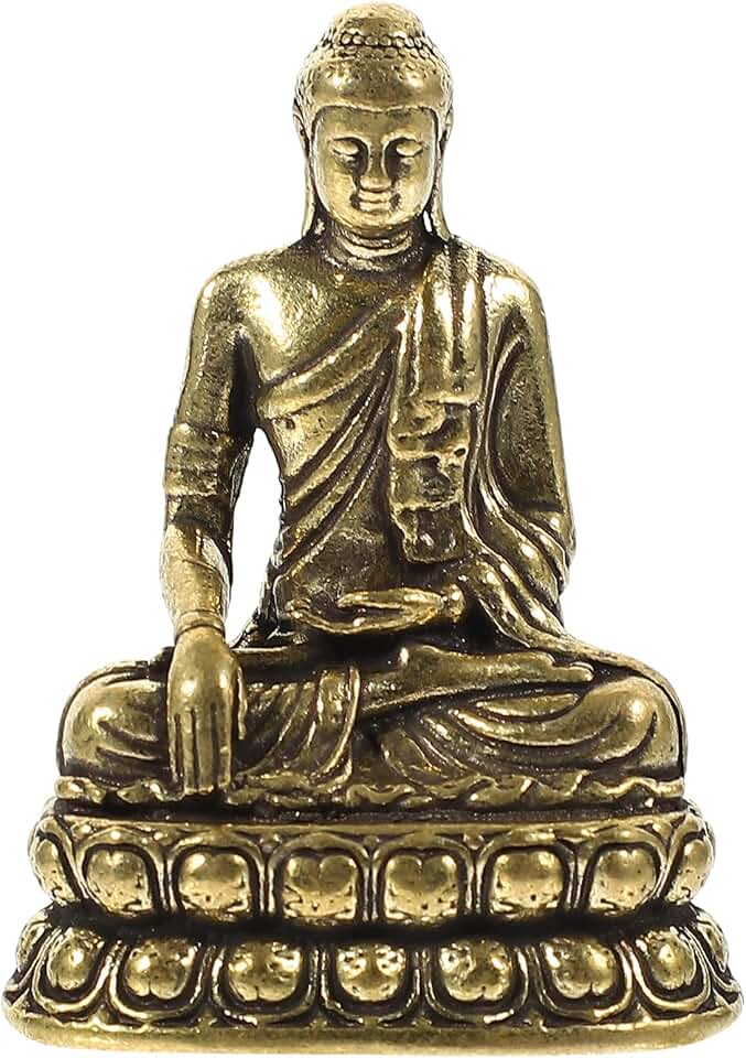 Amosfun Estatua De Buda De Latón 1.77 Pulgadas Figura De Bodhidharma Patriarca Adorno De Escritorio Compacto para Decoración del Hogar Oficina Meditación Regalo