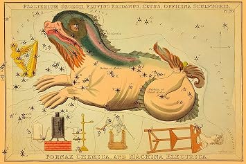 ArtExpert Psalterium Georgii, Fluvius Eridanus, Cetus, Officina Sculptoris, Fornax Chemica, and Machina Electr by Jehoshaphat Aspin - 24x16 Art Print Poster