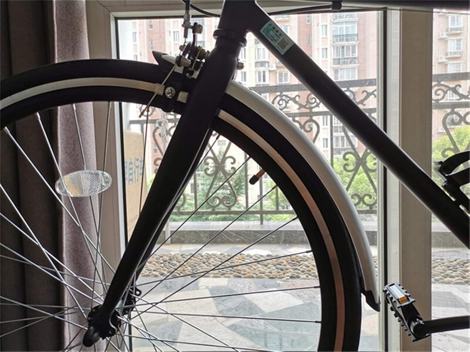 700C Road Bicycle Front Rear Fender Retro Bicycle Fixed Gear Bike Fender Bicycle Practical Parts Silver Black DaJiKan (Color : Silver 1pair)