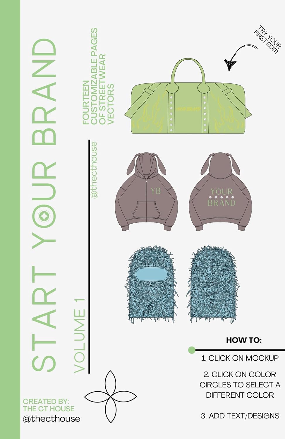 Streetwear Vector Mockup Booklet Vol. 1 – 14 Editable Canva Templates + Vendor List, Tutorials & Commercial Use License – Create Your Clothing Brand      Kindle Edition