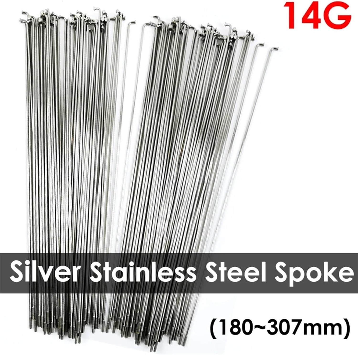 36Pcs 14G Stainless Steel Bicycles Spokes Sliver E-Bike Spokes with Copper Nipples 40-350mm Spokes Parts Cycling