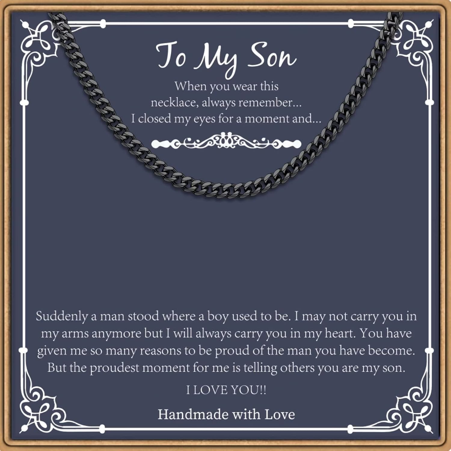 Son Necklaces Gifts - Silver/Black Stainless Steel Cross Necklace Cuban Link Chain Necklace for Son