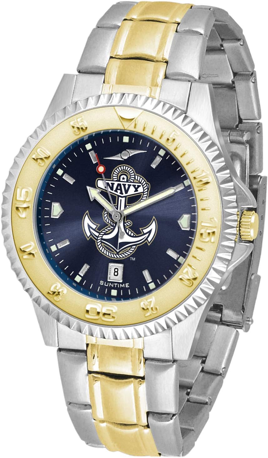 SunTime Naval Academy Midshipmen Men's Competitor Steel Watch Two-Tone Gold/Silver with Anochrome Dial