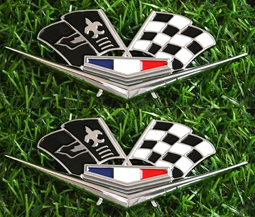 Miniatura 2 de 2 emblemas para guardabarros delanteros Belair 1962-1963 Impala 327 409 Belair de repuesto para Corvette (negro plateado)