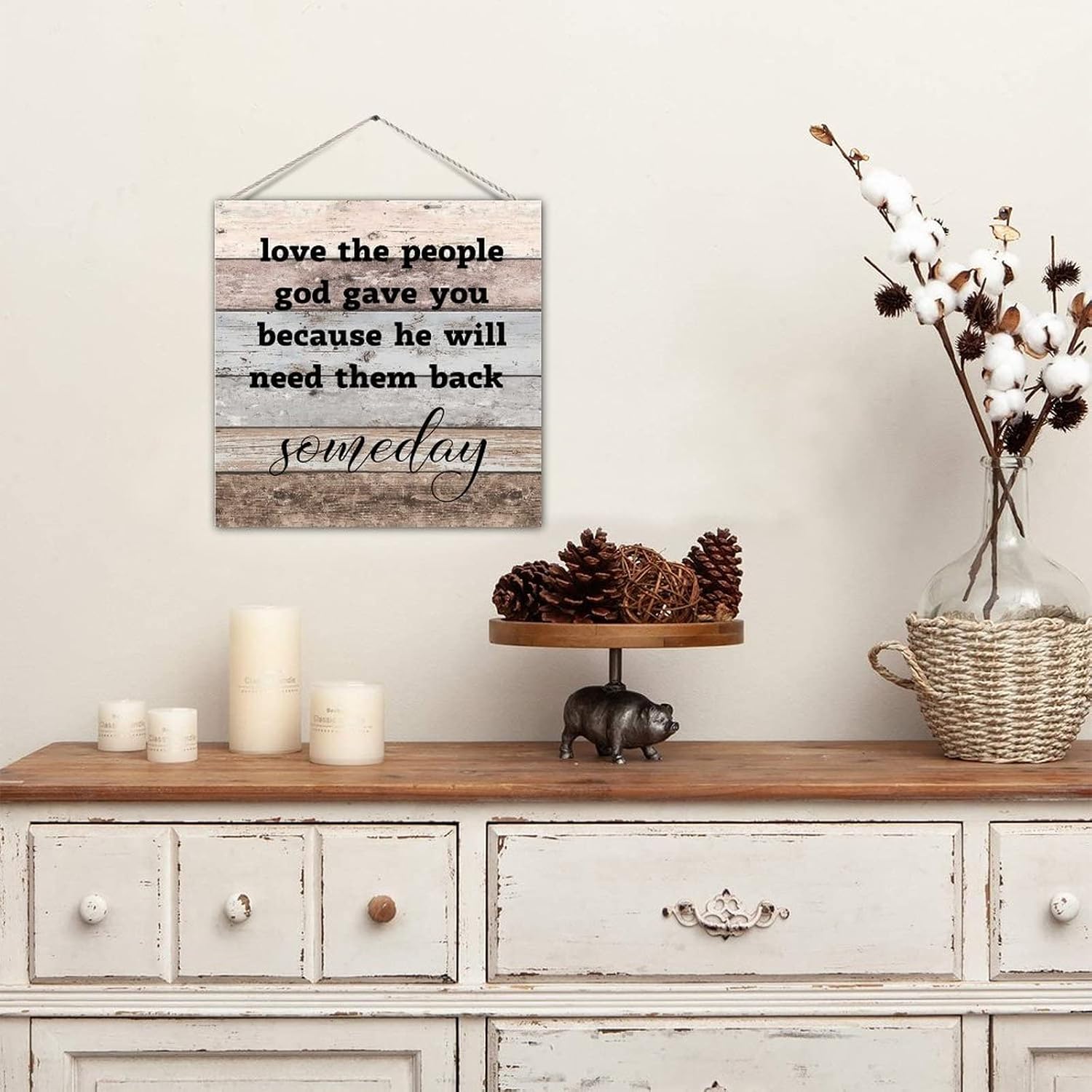 Nostalgic Rustic Wooden Sign Plaque Always Love The People God Gave You Wood Wall Plaque Home Sign Nostalgic Farmhouse Wall Decorations for Bedroom Bedroom 12x12 Inch