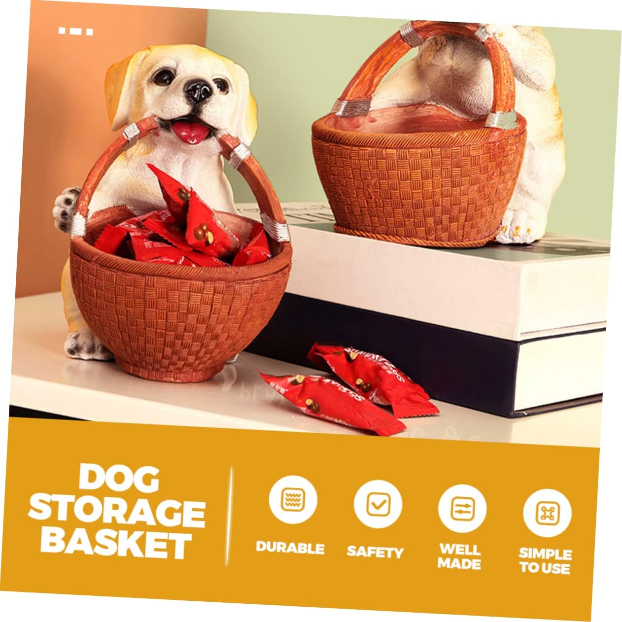 Cabilock Labrador Dog Decorative Storage Basket Multi-Functional Key Rack and Candy Holder for Home Porch Decor and Jewelry Organization